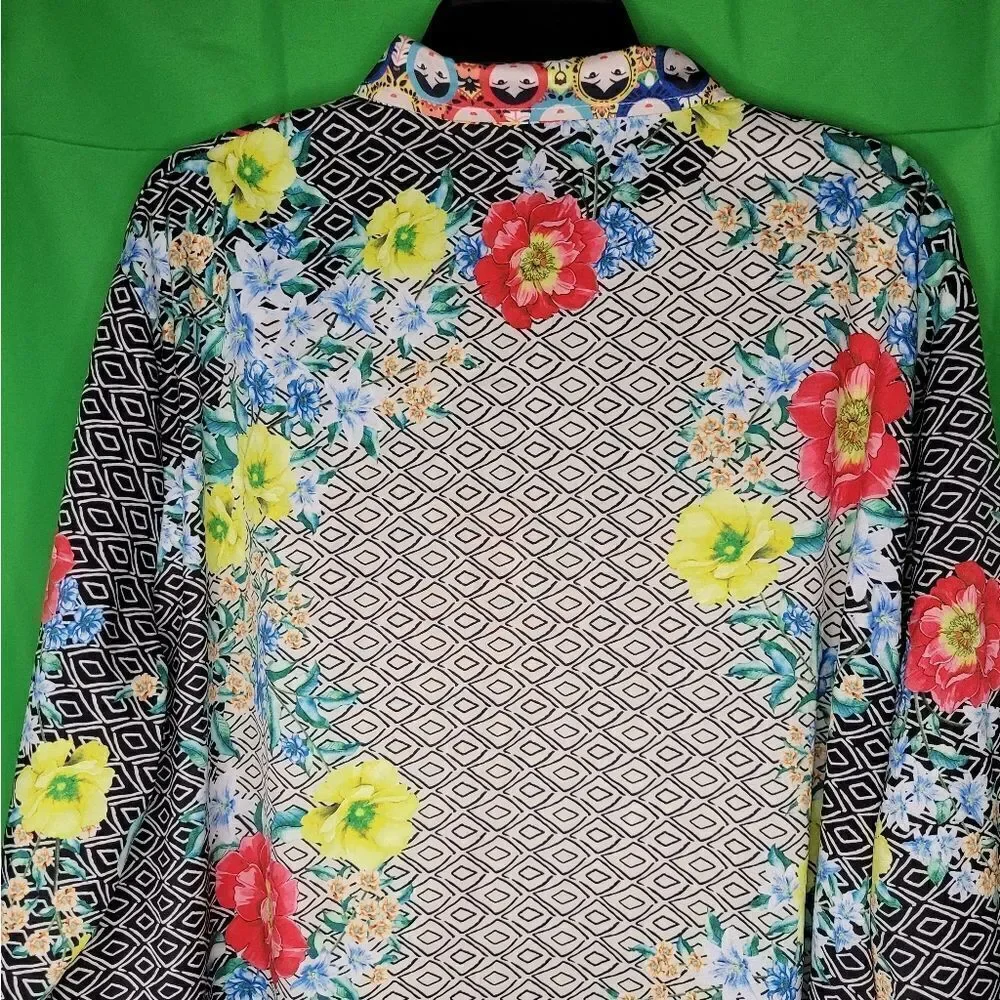 MISSLOOK  OVERSIZED MULTI-PRINT BLOUSE. - Picture 5 of 11